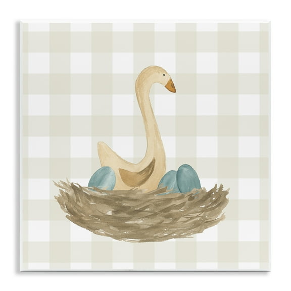Stupell Industries Duck & Eggs Nest Animals Painting Unframed Art Print Wall Art, 12 x 12