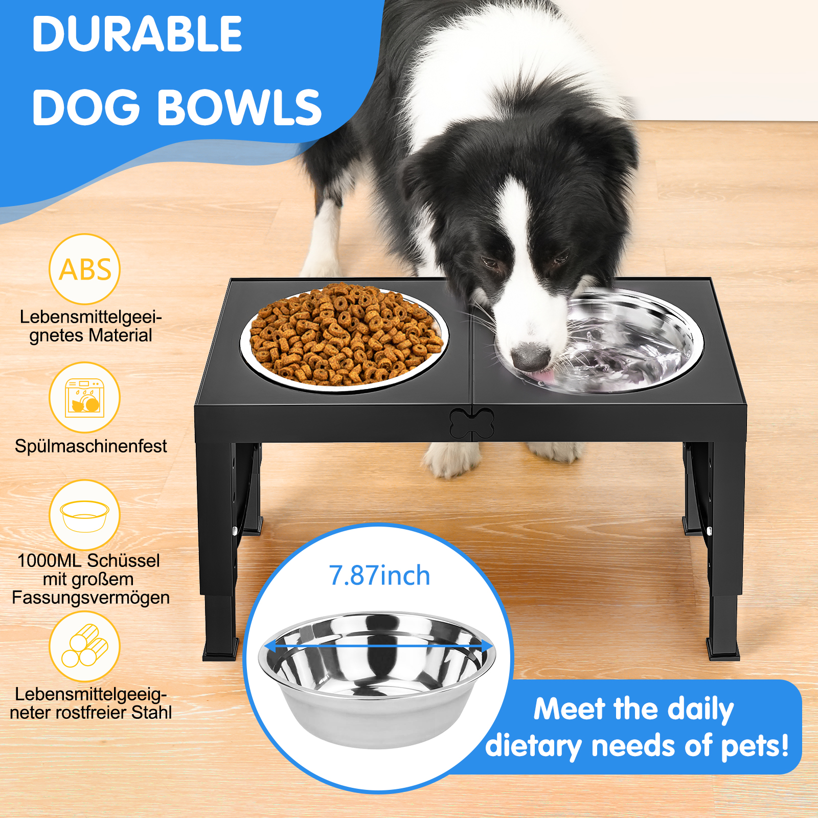 X XBEN Elevated Dog Bowls, 5-Height Adjustable Stand photo 5
