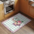 thumbnail image 2 of Area Rug 2 x 3 Ft, Easter Bunny Roses Indoor Accent Bathroom Rugs for Kitchen/Laundry Room, Pink Floral Spring Green Buffalo Plaid Washable Non-Slip Runner Floor Mat for Entryway, Living Room, 2 of 8