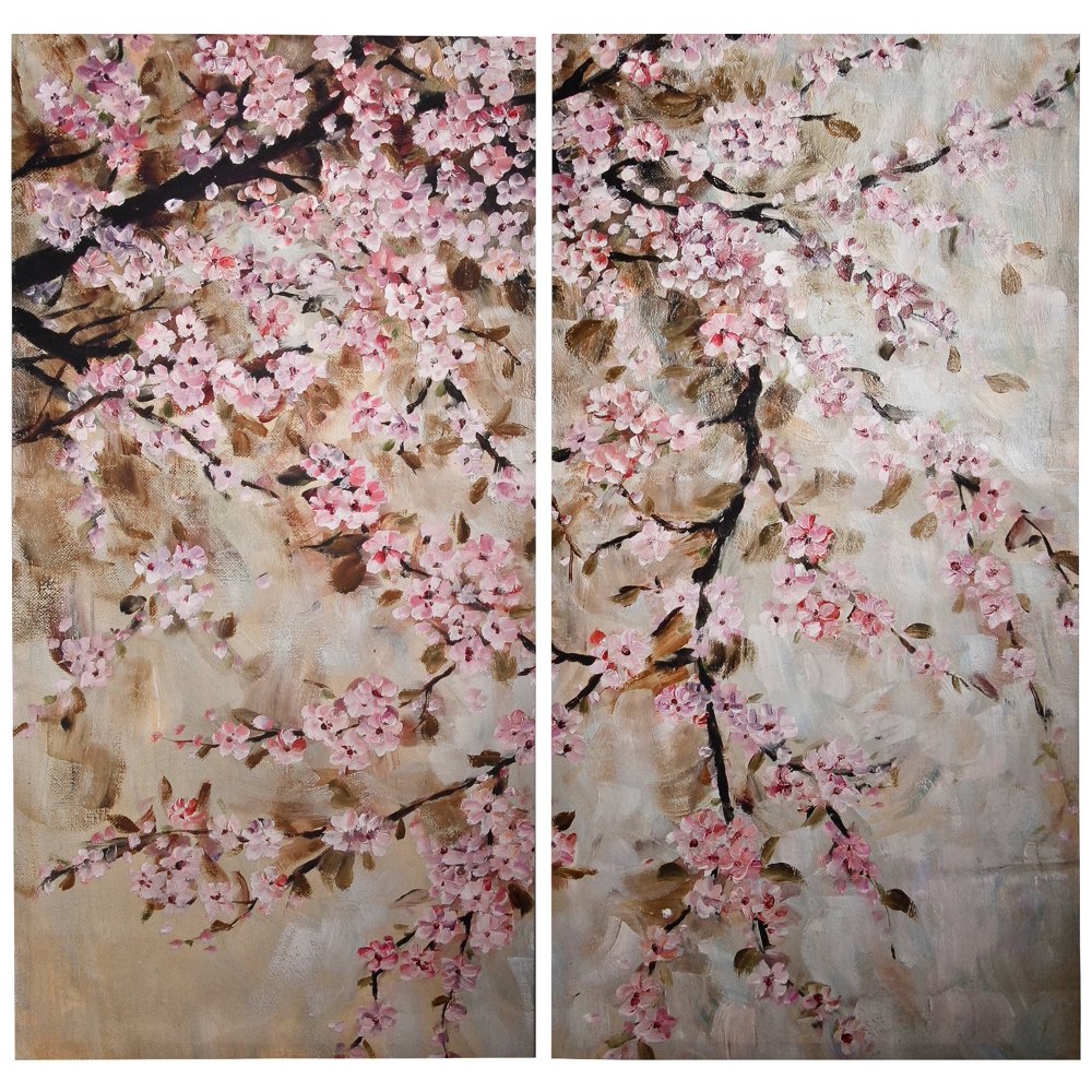 A&B Home Cherry Blossom Wall Art Print on Canvas, Set of 2 Walmart