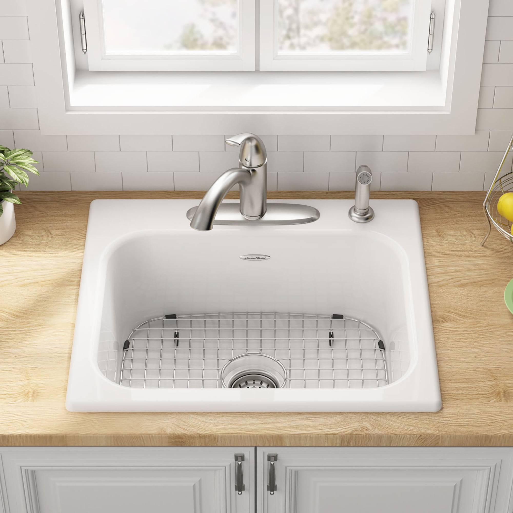 American Standard Quince Drop-in Cast Iron 25 in. 4-Hole Single Bowl Kitchen Sink in Brilliant White