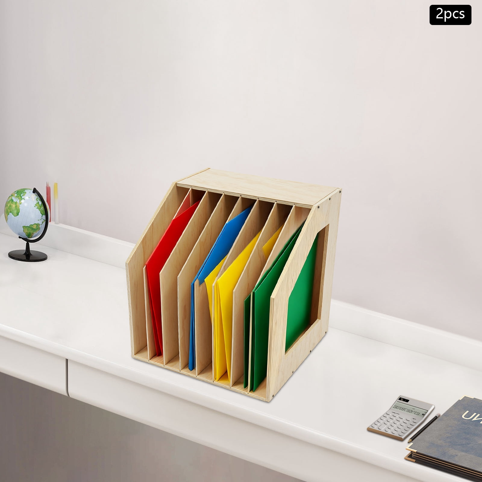 2 Pieces Desktop File Holder, 8 Slots Paper Filing Holder, Paper Storage Filing Organizer, Each Product Size: 33*25*35cm/12.99*9.84*13.78in