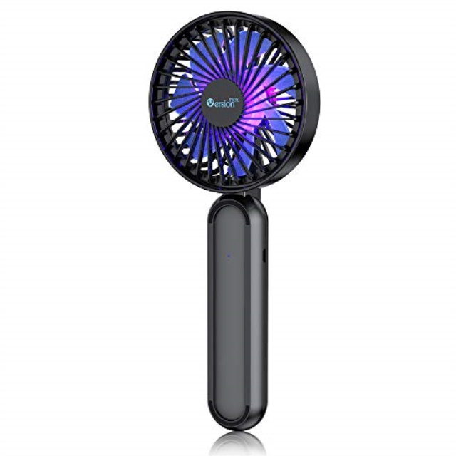 versiontech. handheld fan with color light, mini desk fan, personal portable small table fan