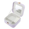 thumbnail image 3 of REGALWOVEN Square PU Leather Jewelry Box with Mirror for Women, Single Layer Jewelry Organizer with Snap Closure Purple, 3 of 7