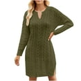thumbnail image 1 of QUYUON Wedding Guest Dresses for Women Formal Clearance Twisted Flower Mid Length Knitted Split Loose Pullover Sweater Dress Mini Dresses V-Neck Long Sleeve Knee Length Sun Dress Style Y113 XL, 1 of 3