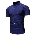 thumbnail image 2 of Camisa de manga corta con estampado floral de ajuste delgado para negocios con botones informales para hombres Pompotops oipoqjl47616, 2 of 8