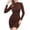 Dark Brown, variant on YUEVORA Dress for Women, Puff Sleeve Long Sleeve Bodycon Midi Dress, Slim Fit Vintage Style, Stretchy Casual Outfit for Office and Date Night