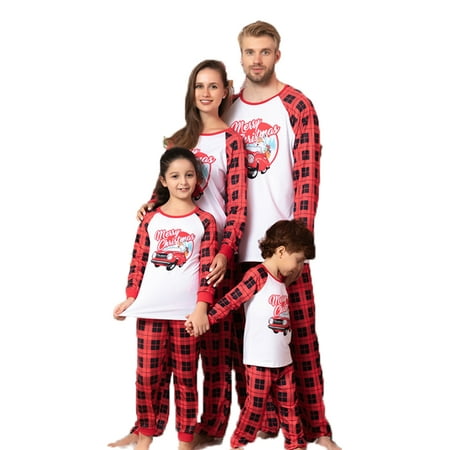 

Huakaishijie Family Matching Christmas Pajamas Set Holiday Car Print Sleepwear Xmas PJS Set for Dad Mom and Kids