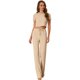 thumbnail image 1 of Conjunto de salón de dos piezas Allegra K manga corta ajustado acanalado Top corto de punto pantalón de pierna ancha holgado Beige XS, 1 of 6