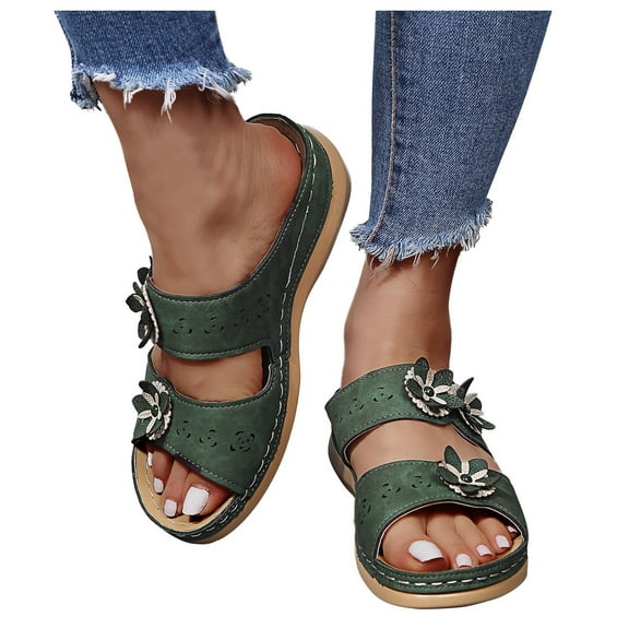 Oyedens Womens Wedge Sandals Open Toe Summer Comfort Wedge Mid Heels Sandals Beach Boho Dress Shoes