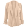 thumbnail image 6 of OKBOP Lightweight Open Front Jacket Cardigan Relaxed Fit Solid Open moto jacket women Winter Jacket Clearance Beige, 6 of 7