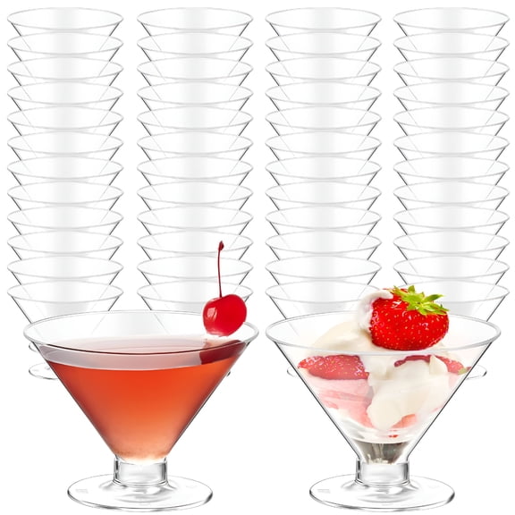 ACDANC 50 PCS Disposable Martini Glasses for Parties 5oz,Plastic Martini Glasses Disposable,Martini Plastic Cups for Wedding Party Bowl Wine Ice Cream Fruit