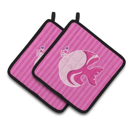 

Pink Fish Pair of Pot Holders