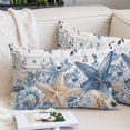 thumbnail image 2 of Blue Starfish Coastal Throw Pillow Covers, Eucalyptus Summer Nautical Shell Wooden Soft Breathable Pillow Cases with Invisible Zipper, Toddler Pillowcases for Couch Bed Sofa Chair 12x20 Inches, 2 of 9