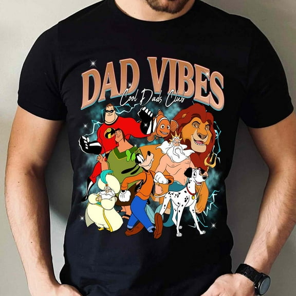 Disney Mufasa Goofy Triton Dad Vibes t-shirt, Retro Cool Dads Club Tee, Maurice Pongo Marlin Shirt, Father’s Day Gift, Disneyland Trip