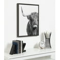 thumbnail image 5 of Kate and Laurel Sylvie Highland Cow Black and White Portrait Dark Gray Framed Canvas by Amy Peterson, 18x24 Gray, Adorable Wall Decor for Living Room, Nursery, 5 of 5