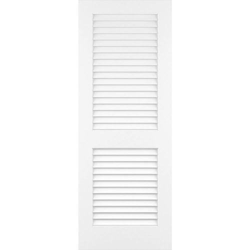 Kimberly Bay Louvered Solid Wood Primed Standard Door 28" x 80" Natural 