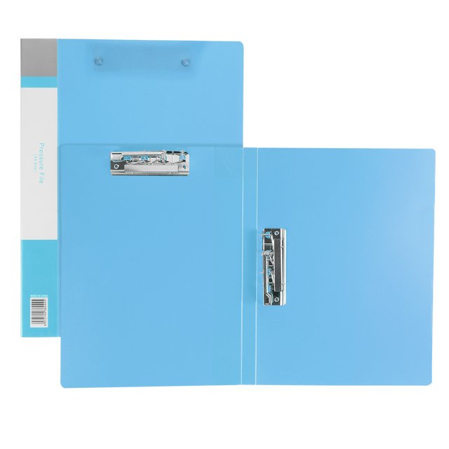 Unique Bargains Punchless Binder, 2 Pcs Plastic Double Strong Clip Clamp Binder without Rings Sheet File Folder Protector, Blue