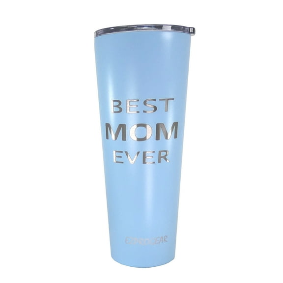 Best Mom Ever Gift - 26 oz Skinny Stainless Steel Insulated Tumbler Engraved Travel Coffee Mug Gift for Mom, Birthday, Christmas, Mother's Day Gift with Straw-Matte Sky Blue