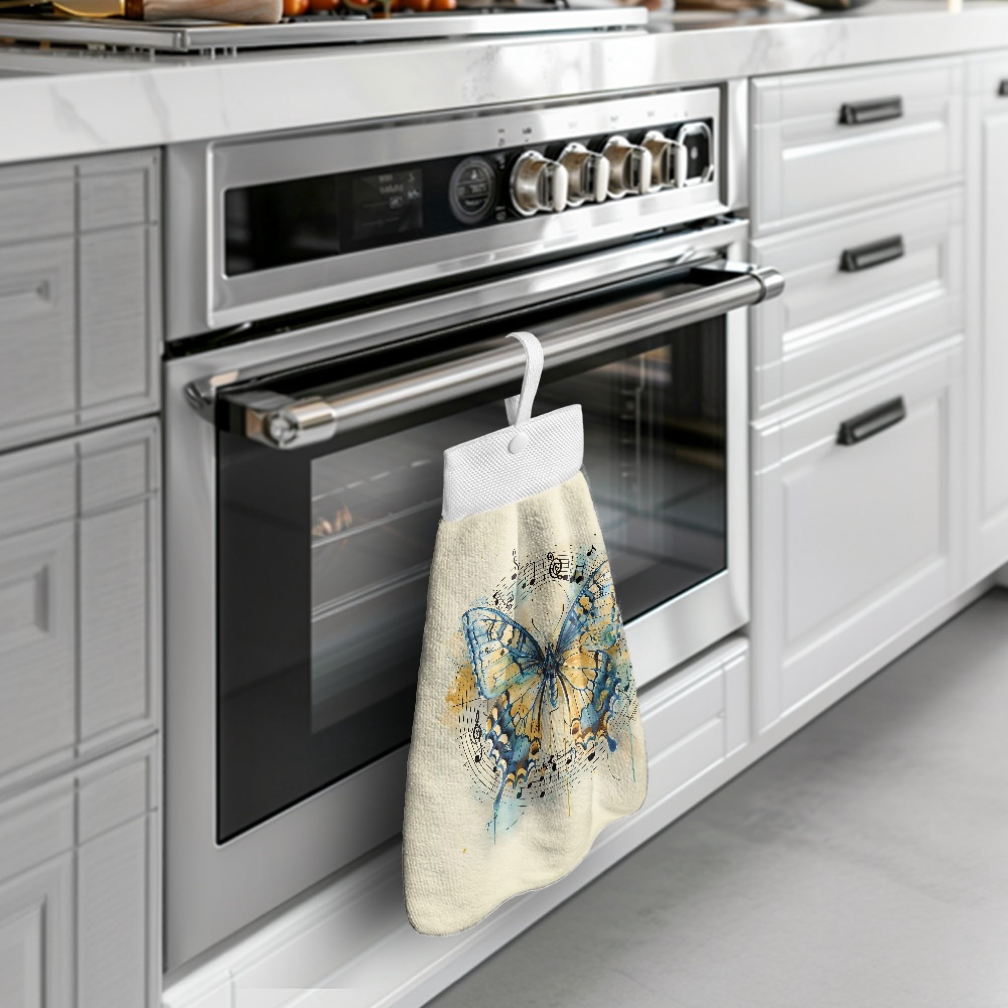 ZIATUBLE Butterfly Music Hand Drying Towels Absorbent Towels for Kitchen Cleaning Bathroom Hand Bath Towel Lightweight Hanging Kitchen Hand Towels Decorative Hand Tie Towel