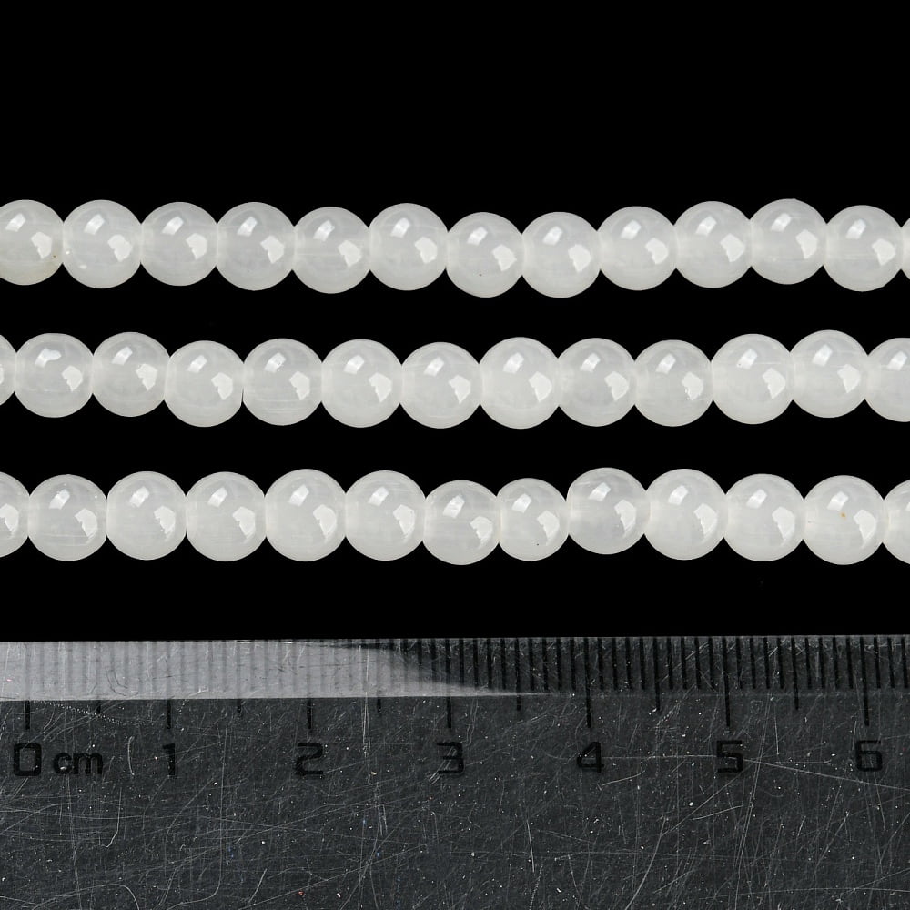 20strands Baking Painted Imitation Glass Round Bead Strands White 6.5mm Hole: 1.5mm about 135~140pcs/strand 31.8 inch