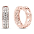 thumbnail image 4 of 1 1/4 ct.t.w Round Cut Lab Created Moissanite Diamond Triple Row Huggie Hoop Earrings In 10K Solid Rose Gold Jewelry For Women (G-H Color, VVS1 Clarity, 1.25 Cttw), 4 of 7