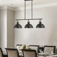 thumbnail image 3 of Kira Home Belle 34" Linear Island Chandelier, Farmhouse Trestle Pendant Light, Metal Dome Shades, Oil Rubbed Bronze, 3 of 8