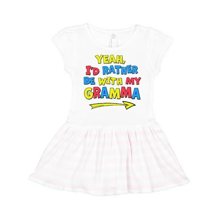 

Inktastic Yeah I d Rather be with My Gramma in Red Yellow and Blue Gift Toddler Girl Dress