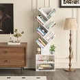 thumbnail image 4 of LEYAOYAO 9-Tier Zigzag Wooden Bookcase with Storage, Tall Tree Bookshelf for Office, White, 4 of 8