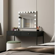 Fenchilin 23x18 Vanity Mirror with Lights Tabletop Wall Mount Metal White