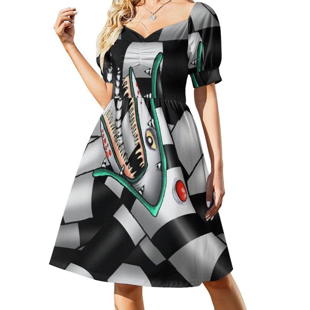 Vestido de manga corta con diseño de gusano de arena autocontenido, vestidos cortos, vestido de playa atrevido, vestido