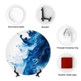 thumbnail image 4 of Bingfone Blue White Fluid Art Print Bone China Dinner Decorative Plates,Handmade Ceramic Dinner Plate with Stand for Home Club-10in, 4 of 6