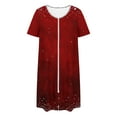 thumbnail image 5 of HUJlwoi Christmas Robes for Women Printed Short Sleeve Nightgowns with Pockets Zipper Front Bathrobes Loose Housecoat, 5 of 7