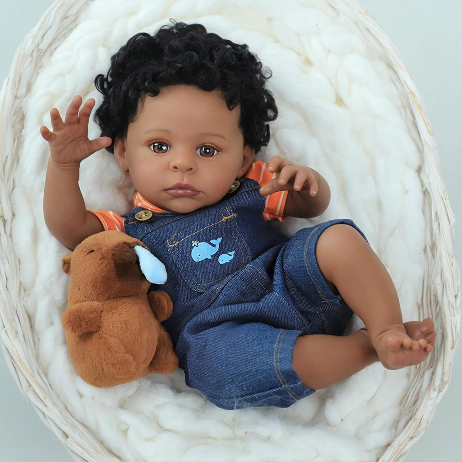 Realistic Reborn Baby Dolls Black-20 Inch African American Newborn Baby Doll, Lifelike Weighted Soft Body, Christmas Birthday Gift
