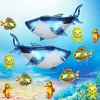 12 Pcs Foil Balloons Ocean Animals Themed Party Decoration Cartoon Large Shark Splash Tropical Fish Birthday Supplies for Kids Baby Shower Wedding Pool Party Decoration