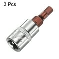 thumbnail image 3 of Uxcell 3pcs H4 Hex Bit Socket 1/4" Square Drive Metric Extension Impact Bit Power Nut Driver Set S2 & CR-V Steel Socket Ratchet Wrench Bits, Silver Red, 3 of 7