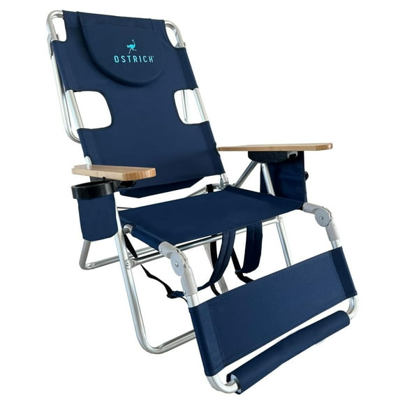 Ostrich le Sac à Dos Boisé 3N1 Chaise Portable, Fauteuil Inclinable avec Sac Isotherme, Bleu Marine