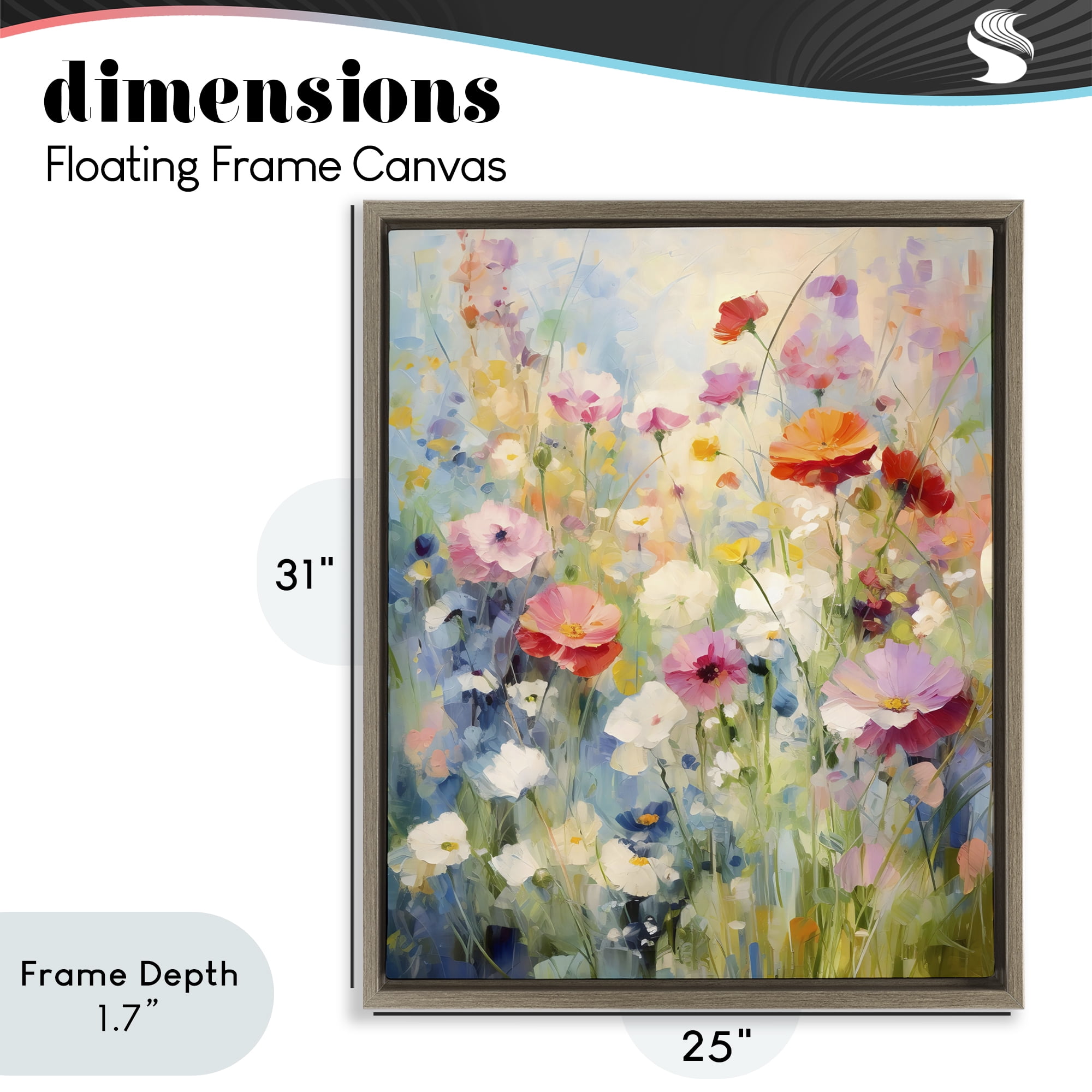 Stupell Industries Wildflower Breeze Impression Brown Framed Floater Canvas Wall Art, design by Creative Studio