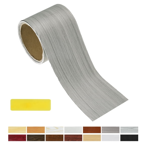 Uxcell Wood Grain Repair Tape, 3.15 Inch x 16.4 ft Self Adhesive Floor Repair Patch, Waterproof Peel and Stick Wood Tape with Scraper for Baseboards Home Decor DIY, Dark Grey
