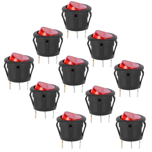 Mini interruptor basculante, interruptor basculante de 10 piezas, interruptor basculante KC grande, interruptor basculante redondo, compacto y ligero
