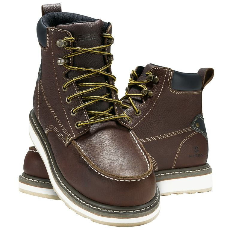 HISEA Men s Ankle High Work Boots 6 Slip Waterproof Resistant Safety Shoes Dark Brown US Size 7 Walmart