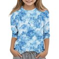 thumbnail image 3 of GERsome Boys Girls T Shirts 3/4 Sleeve Tie-Dye Tops Loose Fit Crewneck Tshirts Unisex Kids Casual Summer Tees Comfy Blouses for Kids 3-12 Years, 3 of 5