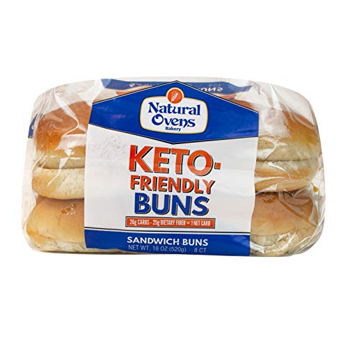Natural Ovens Bakery KetoFriendly Buns 1 Net Carb, 90 Calories a Bun (Case of 3 Packages, 24