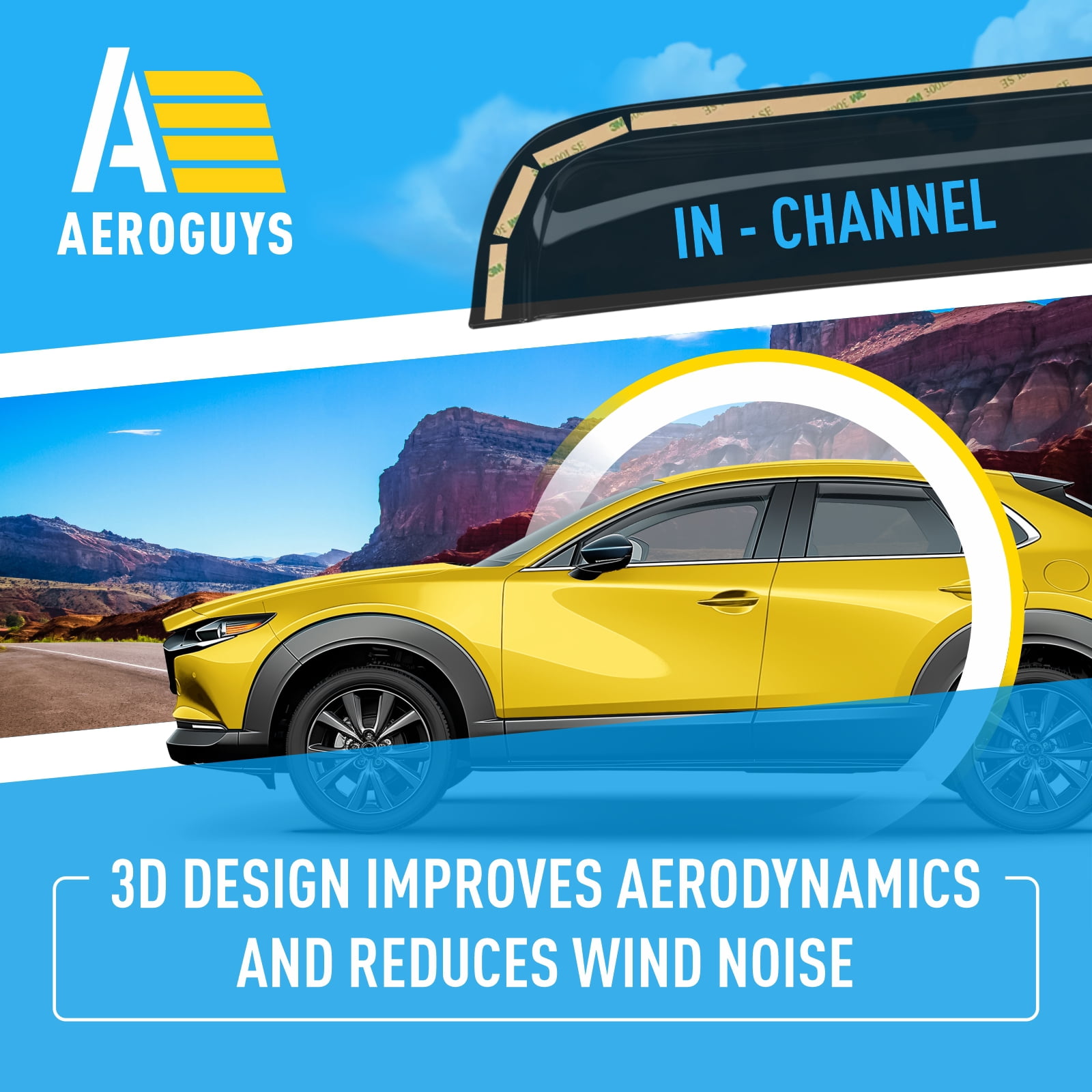 AEROGUYS In-Channel Window Deflectors Extra Durable Window Visors Rain Guards Fit for Mazda CX-30 2020-2026, Sun Visors, Wind Vent Visors, Car Accessories - 4pcs. AG0483