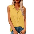 thumbnail image 2 of QUNYINEY Summer Plus Size Tank Tops for Women Solid Colors Cotton Linen Tops Collared Sleeveless Loose Fit Going Out Women Tops, 2 of 7