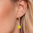 thumbnail image 3 of Gem Stone King 18K Yellow Gold Plated Silver Canary Mystic Topaz and White Lab Grown Diamond Dangle Earrings for Women (4.57 Cttw, Oval 9X7MM), 3 of 6