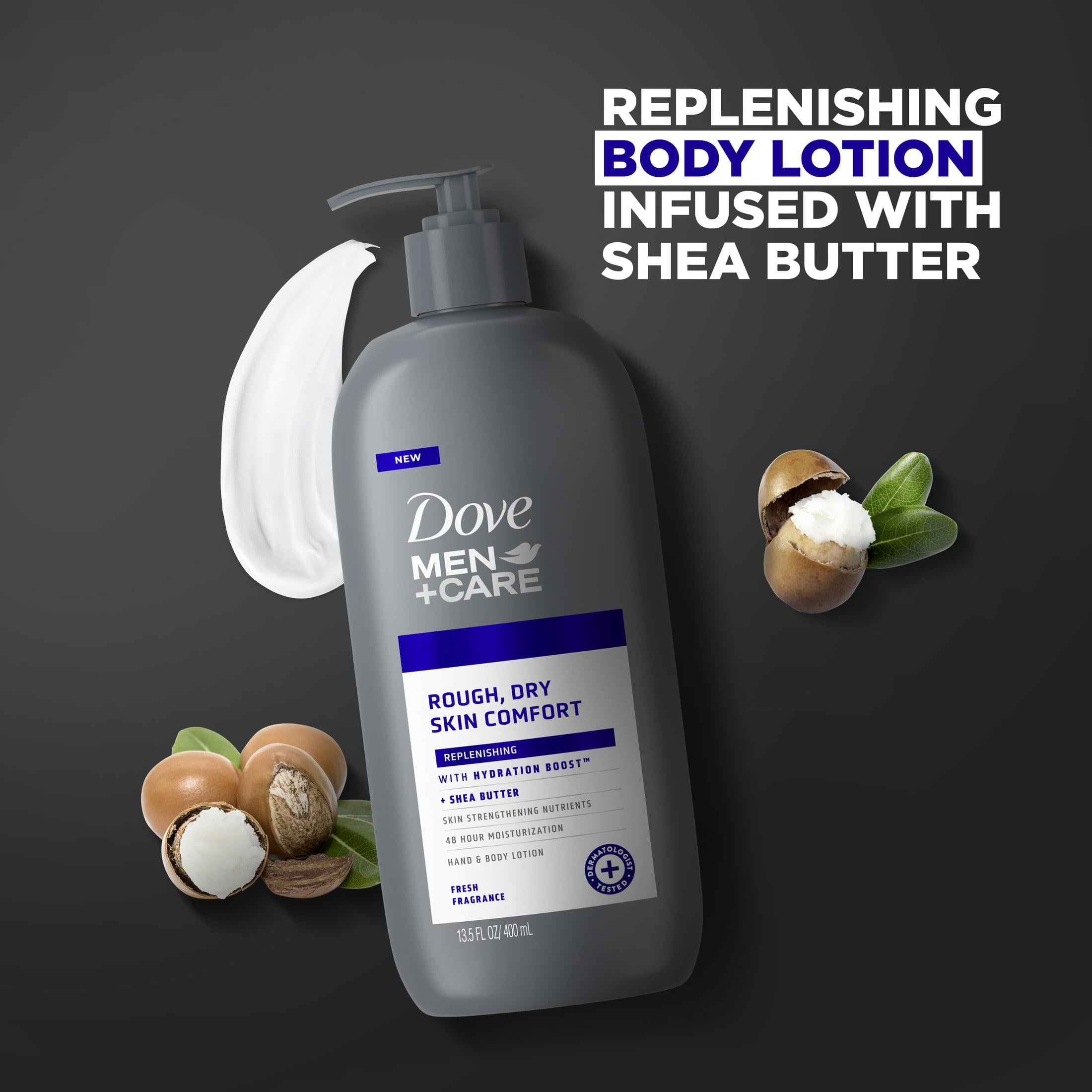 Dove Men+Care Skin Comfort Non Greasy Men's Hand & Body Lotion Dry Skin, Fresh, 13.5 oz