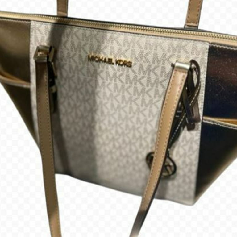 Michael Kors Charlotte Large Tote Bag, Logo-Print Canvas, Metallic