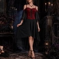 thumbnail image 2 of YuXingFu Gothic Dresses for Women Halloween Mesh Lace Patchwork Suspender Off Shoulder Court Style Dress Red XXXL, 2 of 7