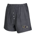 thumbnail image 2 of Women's Concepts Sport  Charcoal Baltimore Ravens Two-Pack Stripes and Solids Boxer Shorts Set, 2 of 5